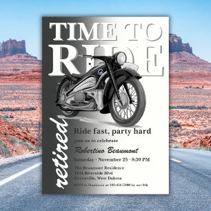 Convite Passeio de Moto Clássica Cinza - Festa de Aposenta