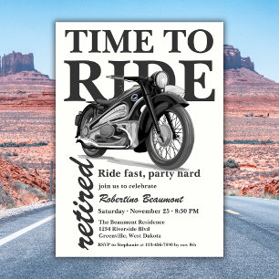Convite Passeio de Moto Clássica Cinza Festa de Retiro Ráp