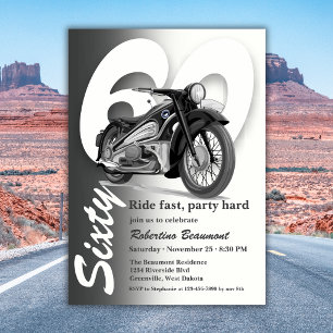 Convite Passeio de Moto Clássica Cinza Rápido Aniversário