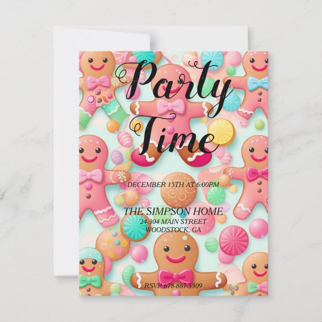 Convite Passeio de Natal do Whimsical Gingerbird Man (Frente)