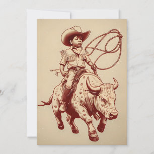 Convite Passeio Western Vintage Orgulhoso Pequeno Cowboy
