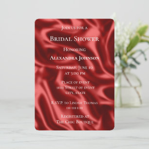 Convite Passion Red Faux Satin Chá de panela