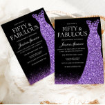 Convite Passo brilhante púrpura a 50ª Festa de aniversário<br><div class="desc">Glitter Roxo Vestido 50º Variações do Convite de aniversário para o convite e itens correspondentes em nossa loja</div>