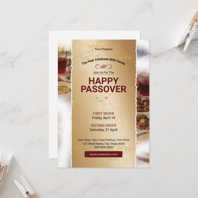 Convite Passover Event Flyer Template (Frente/Verso In Situ)