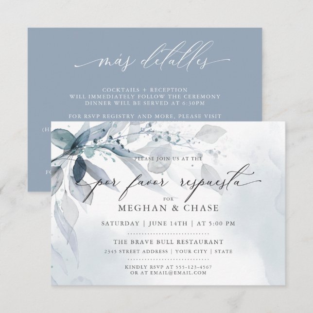 Convite Pasta Azul Dusty PERSONALIZAR2 RSVP DETALHES Convi (Frente/Verso)