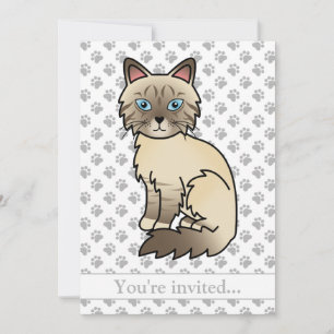 Convite Pasta de Chocolate Pia Pássaro/Ragdoll Gato Aniver
