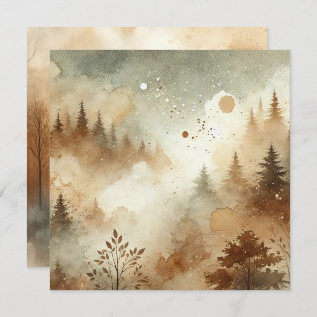 Convite Pasta de Cravagem da Floresta de Aquarela Automáti (Frente/Verso)