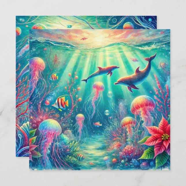 Convite Pasta de Escrapões Imprimíveis para o Oceano Whims (Frente/Verso)