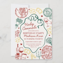 Convite Pasta Dinner Party Holy Cannoli Italian Birthday