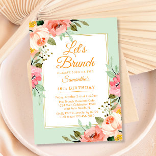 Convite Pastéis Florais Rosa Vamos Brunch Qualquer Festa E