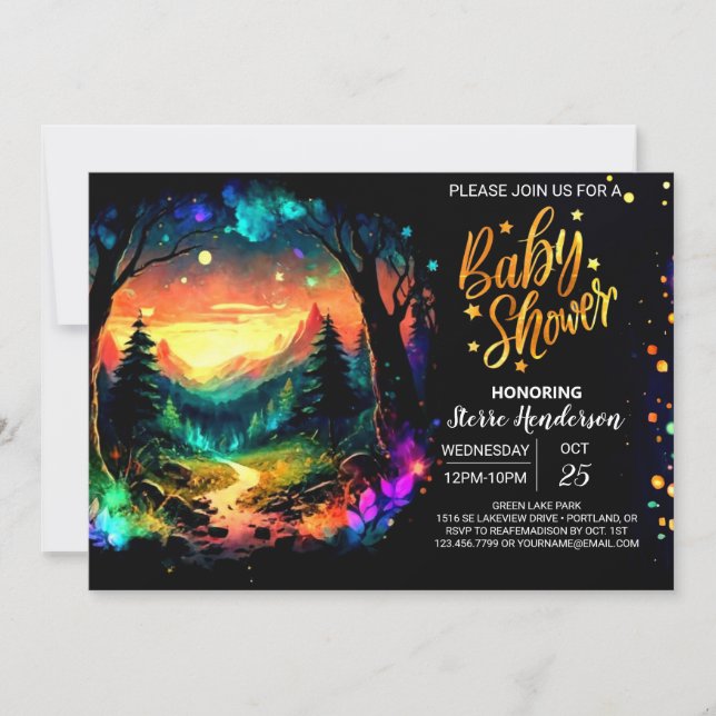 Convite Pastel Adventure Aguarda Chá de fraldas (Frente)