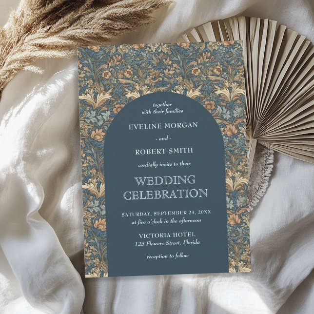 Convite Pastel azul-marfim floral Art Nouveau (Elegant pastel blue ivory floral Art Nouveau Invitation)