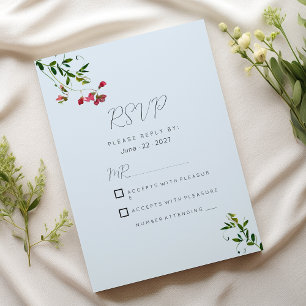 Convite Pastel azul rosa vermelho verde flores RSVP