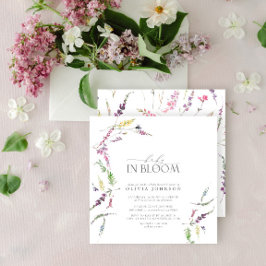 Convite Pastel Baby em Bloom Script Floral Chá de fraldas