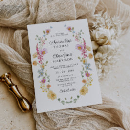 Convite Pastel Bloom Floral Wreath Wedding