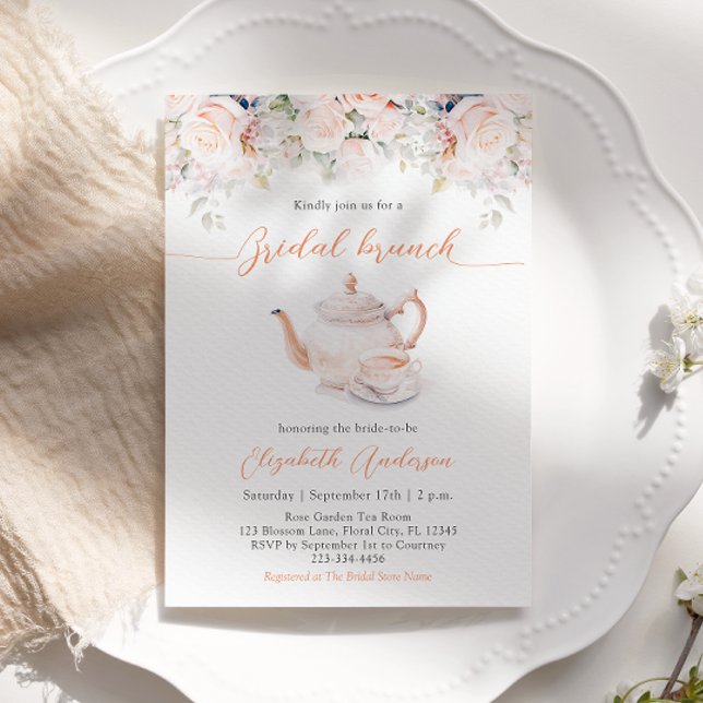 Convite Pastel Blooms Bridal Brunst Tea Party (Criador carregado)