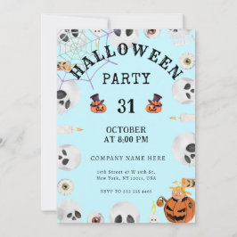 Convite Pastel Blue Classic Halloween Party