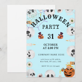 Convite Pastel Blue Classic Halloween Party
