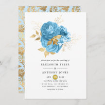 Pastel Blue e Dourado Casamento Floral
