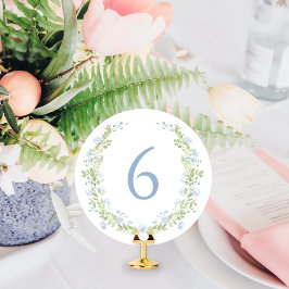 Convite Pastel Blue Floral Wreath Whimsical Table Number