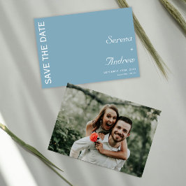 Convite Pastel Blue Minimalist Plain Chic Artsy Weding