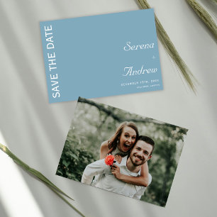 Convite Pastel Blue Minimalist Plain Chic Artsy Weding