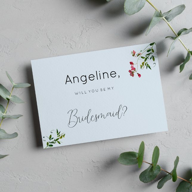 Convite Pastel blue pink red green flowers Bridesmaid (Pastel blue pink red green flowers Bridesmaid)