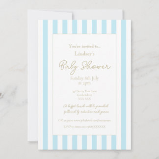 Convite Pastel Blue Stripe Baby Shower Invitation