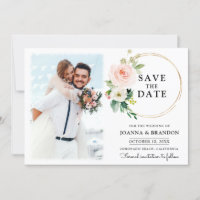 Pastel Blush Floral Bonito Guarde a Data