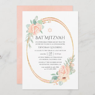 Convite Pastel Blush Geométrico Mitzvah