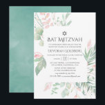 Convite Pastel Blush Greenery Bat Mitzvah<br><div class="desc">Orgânico inspirado em verde,  cor-de-rosa-claro e pastel shades bat mitzvah convite projetado para ser rápida e facilmente personalizado de acordo com as especificidades de seu evento.</div>