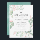 Convite Pastel Blush Greenery Bat Mitzvah<br><div class="desc">Orgânico inspirado em verde,  cor-de-rosa-claro e pastel shades bat mitzvah convite projetado para ser rápida e facilmente personalizado de acordo com as especificidades de seu evento.</div>