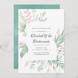 Convite Pastel Blush Greenery Bridesmaids Luncheon