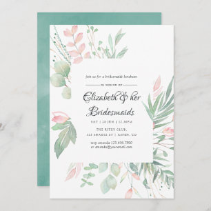 Convite Pastel Blush Greenery Bridesmaids Luncheon