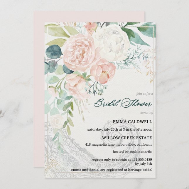 Convite Pastel Bouquet Bridal Shower Invitation (Frente/Verso)