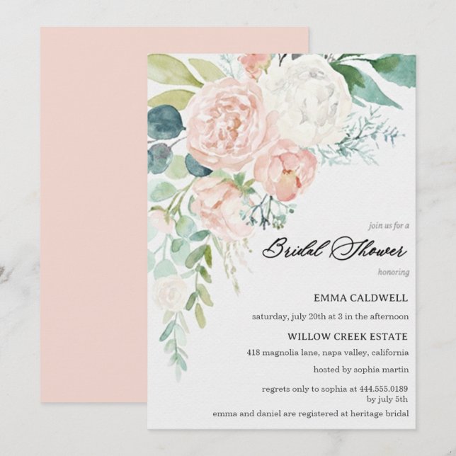 Convite Pastel Bouquet Bridal Shower Invitation (Frente/Verso)