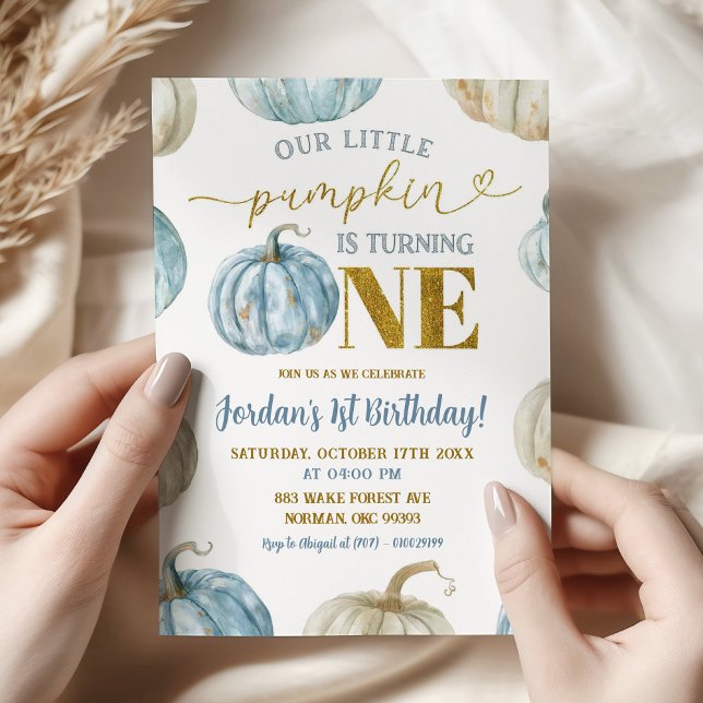 Convite Pastel Boy Pumpkin Virando um primeiro aniversario (Criador carregado)