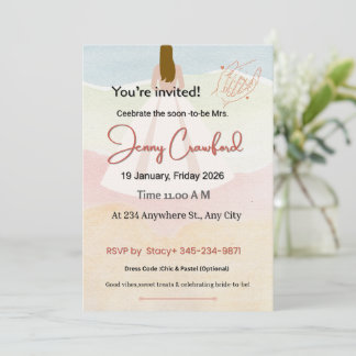 Convite  Pastel Bridal Shower Invitation | Customiza