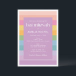Convite Pastel Brilhante Arco-Íris Roxo Bat Mitzvah<br><div class="desc">Bright Pastel Stripe Rainbow Purple Bat Mitzvah Convite</div>