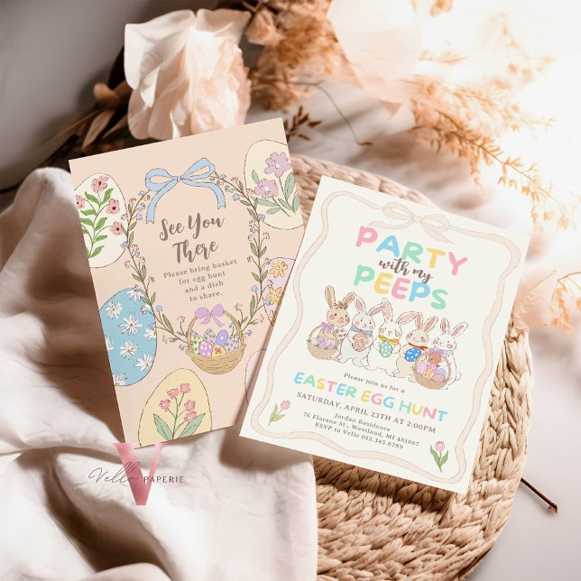 Convite Pastel Bunny Easter Egg Hunt Brunch (Criador carregado)