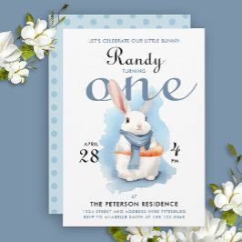 Convite Pastel Cachorro Azul Algum Coelhinho De Primeiro D