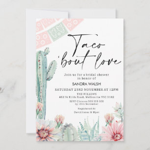 Convite Pastel Cactus Taco sobre o Chá de panela do Amor