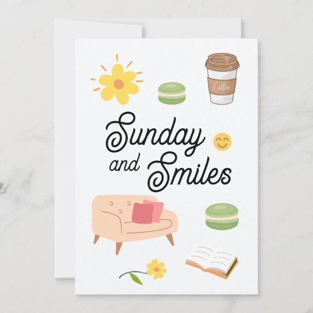 Convite Pastel Coffee Date Card | Chill Sunday Vibes (Frente)
