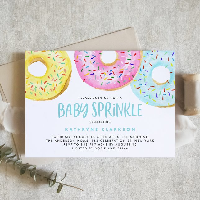 Convite Pastel Colorido Rosquinhas Sprinkle Baby Sprinkle (Criador carregado)