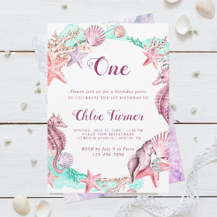 Convite Pastel Colorido Sob o Aniversário da Garota Marinh