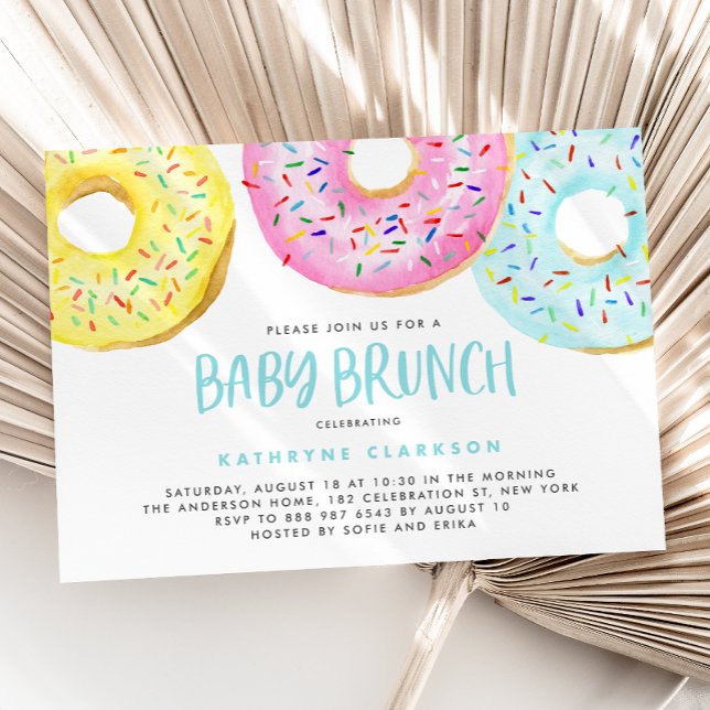 Convite Pastel Colorido Sprinkle Rosquinha Baby Brunch (Criador carregado)