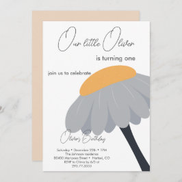 Convite Pastel de Flor da Primeira Festa de aniversário da