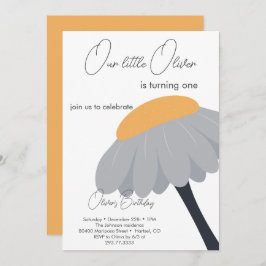 Convite Pastel de Flor da Primeira Festa de aniversário da