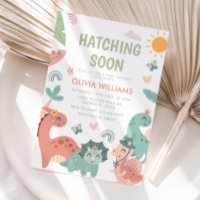 Pastel Dinosaur Hatching em breve Chá de fraldas