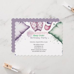 Convite Pastel Dormir Debaixo da Festa de Aniversário da M